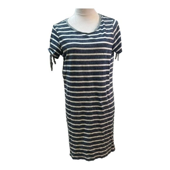 Jane and Delancey Navy White Striped Short Sleeve T Shirt  Preppy Dress Size M - Picture 1 of 8